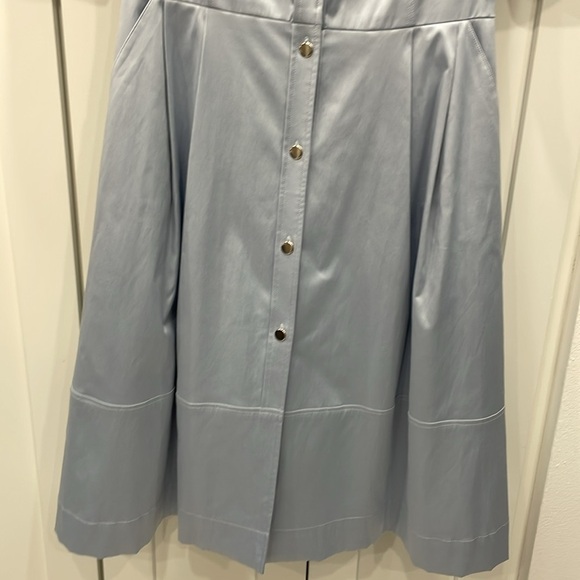 Ross Mayer Light Blue Satin Midi Button Up Dress Size 6 - Picture 7 of 16